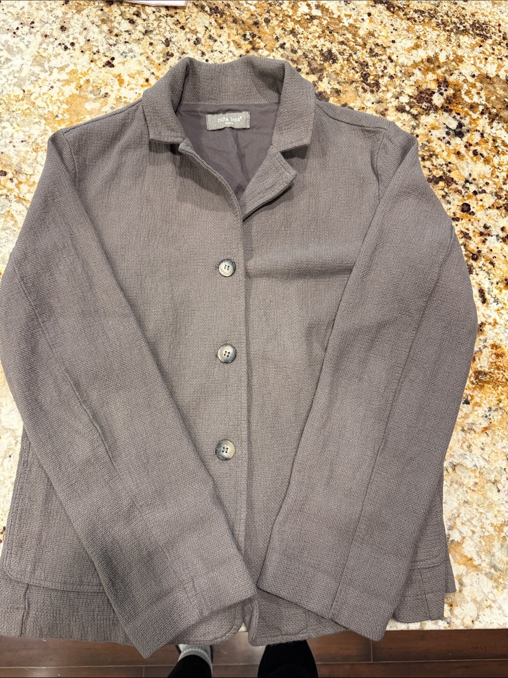 Nina Lica taupe Button-Front Knit Blazer